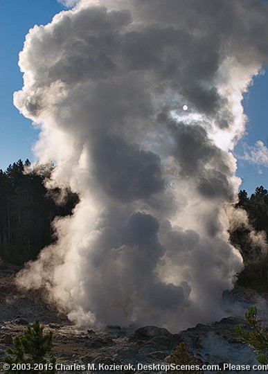 Sunlit Steamboat Geyser