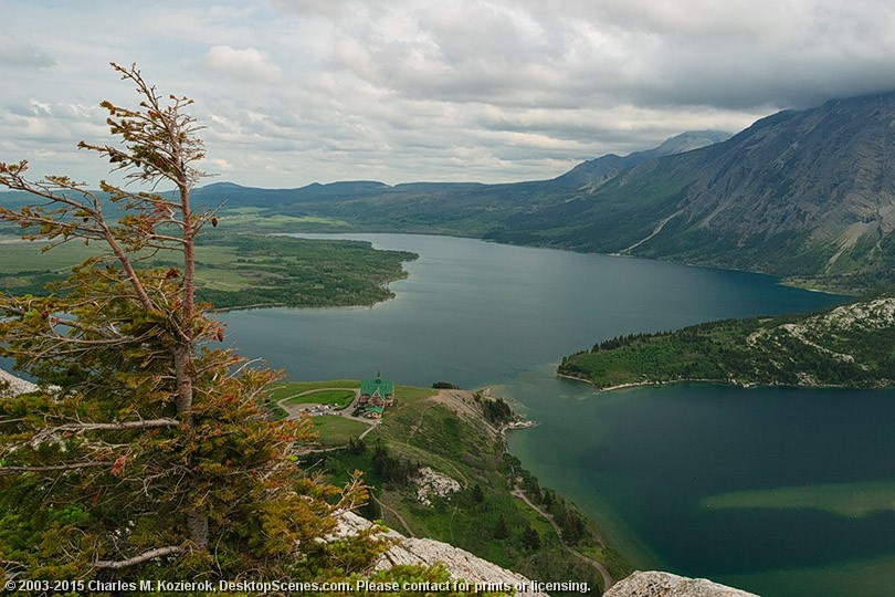 Prince of Wales Hotel and Middle Waterton Lake 